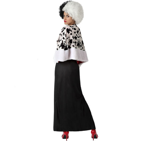 Disfraz de Cruella de Vil con capa para mujer espalda