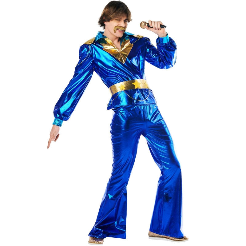 Disfraz de Disco Abba azul para hombre