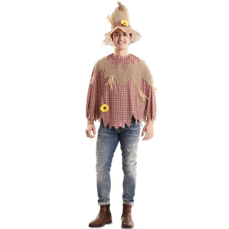 Disfraz de Espantapájaros con poncho para hombre