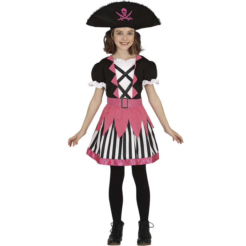 Disfraz de Pirata Calavera rosa para niña