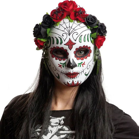 Máscara Día de los muertos con flores