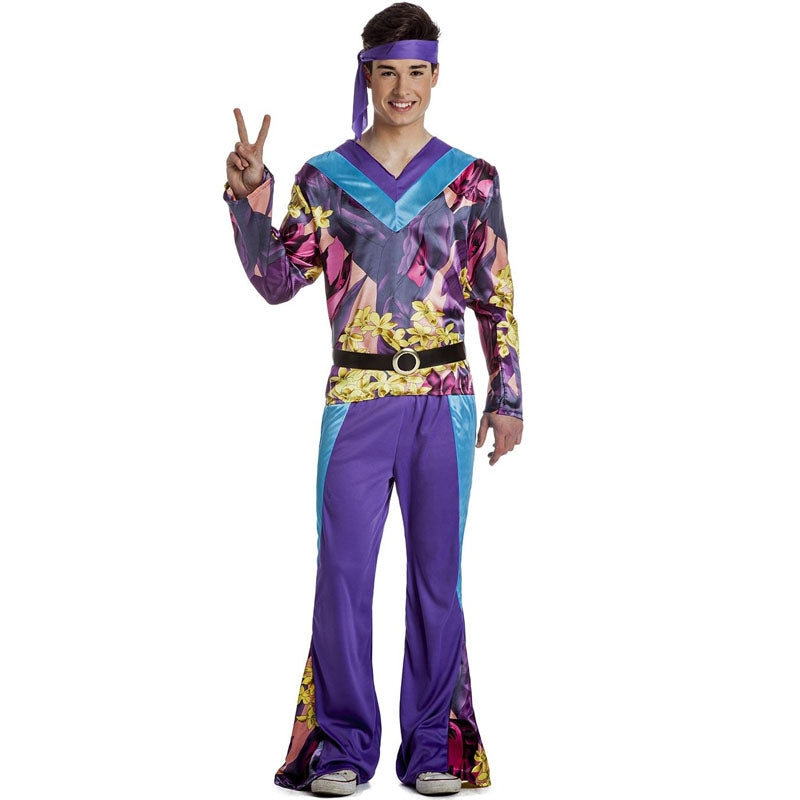 Disfraz de Hippie morado para hombre